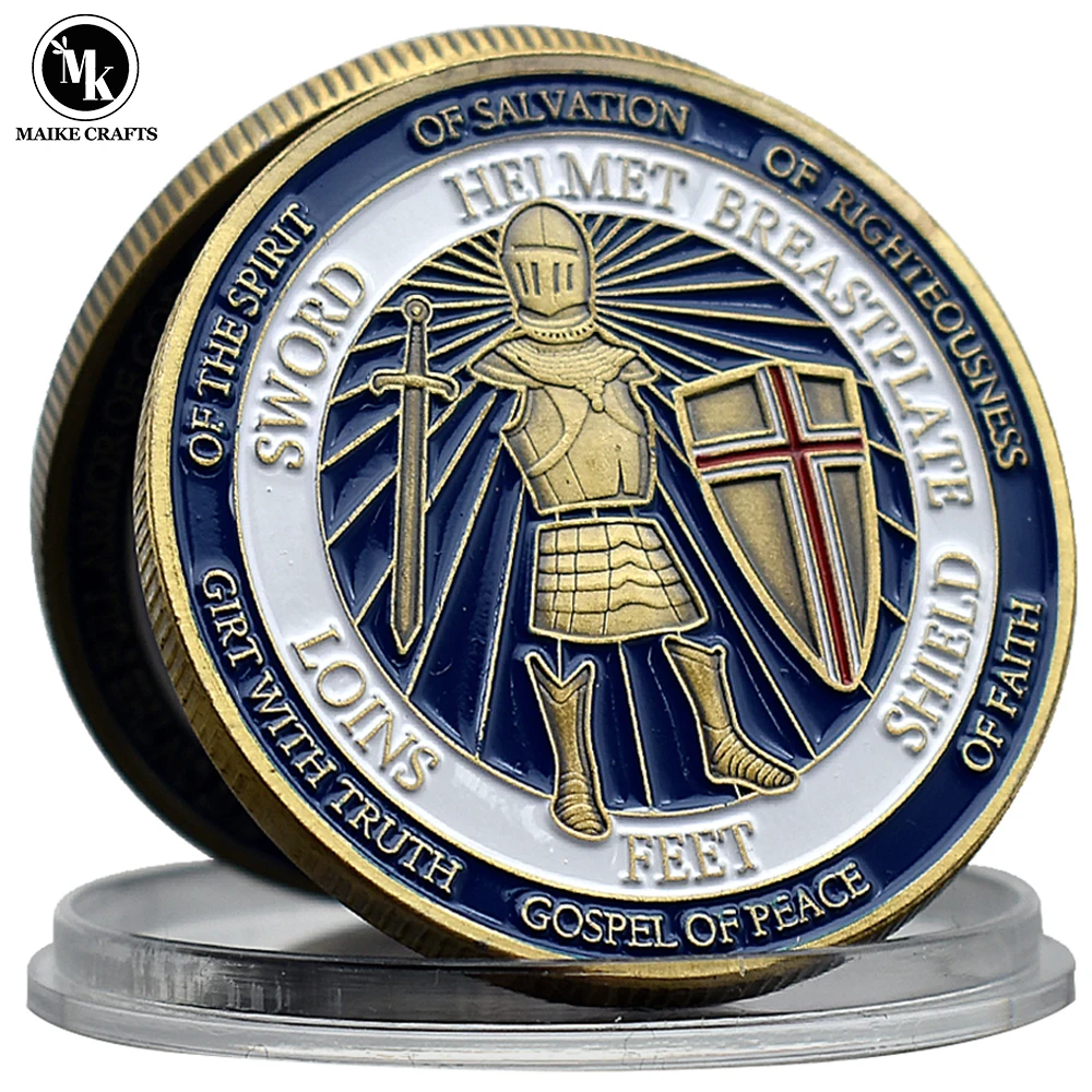 

New Put on Armor of God Challenge Coin Defend The Faith Metal Badge Collection Commemorative Holiday Gift