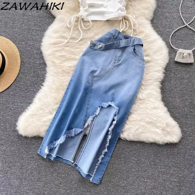 Комплект из двух предметов Y2k летний женский ассиметричный жилет с открытыми