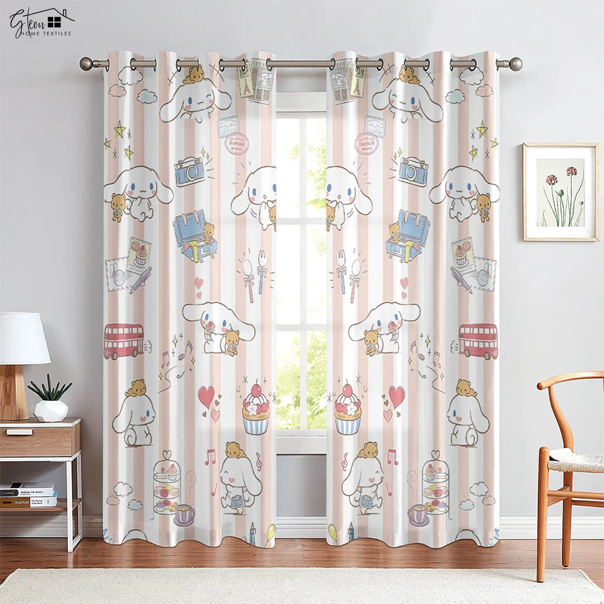 

Занавески мультфильм 100% полиэстер розовый синий 2 шт