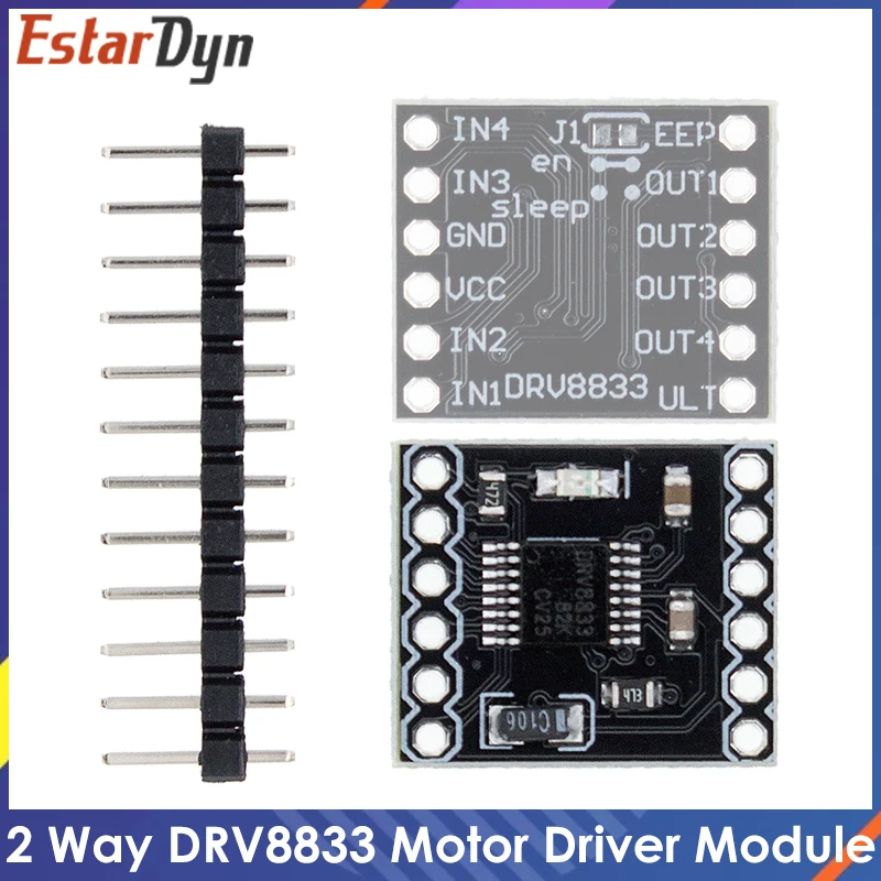 

DRV8833 2 Channel DC Motor Driver Module Board 1.5A 3V-10V H-Bridge