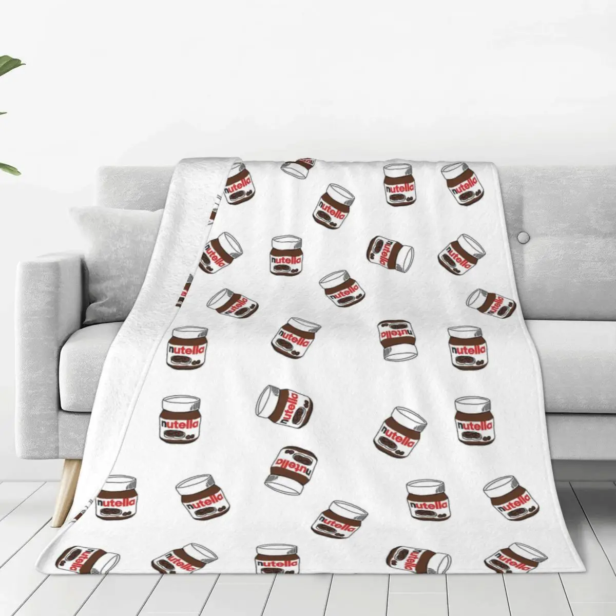 

Foods Cartoon Nutella Blankets Flannel Spring Autumn Choloate Lover Warm Throw Blanket for Sofa Office Plush Thin Quilt