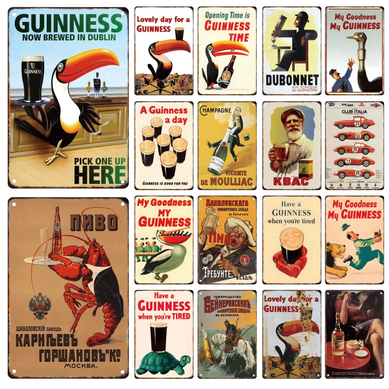 

Funny Guinness Beer Metal Signage Tin Painting Vintage Poster Plaque Home Living Room Bar Club Wall Art Decor Mural Aesthetics