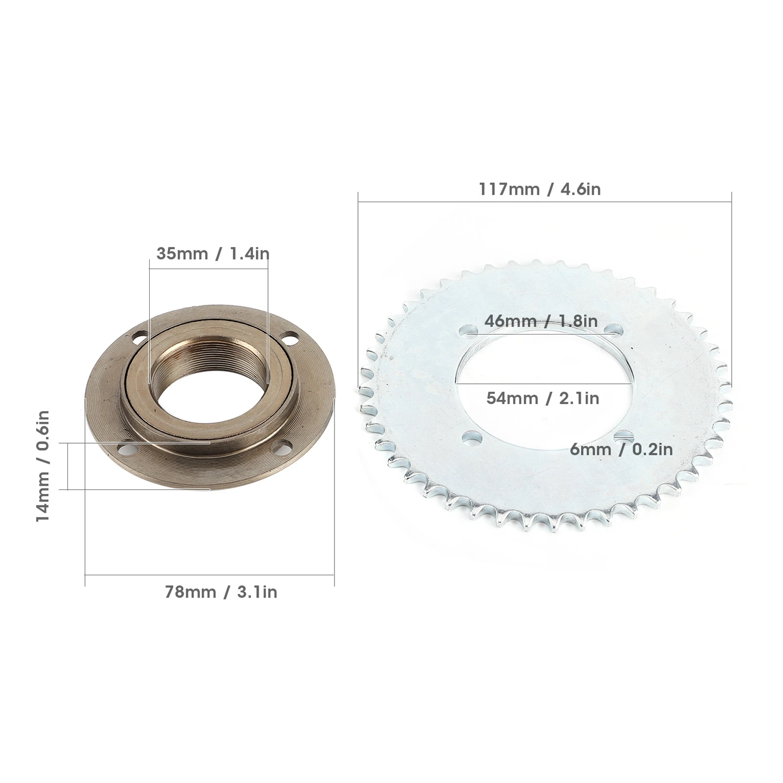 ZK20 78 мм наружный диаметр 4 отверстия беззубый маховик T8F 44T 54 цепная звездочка для