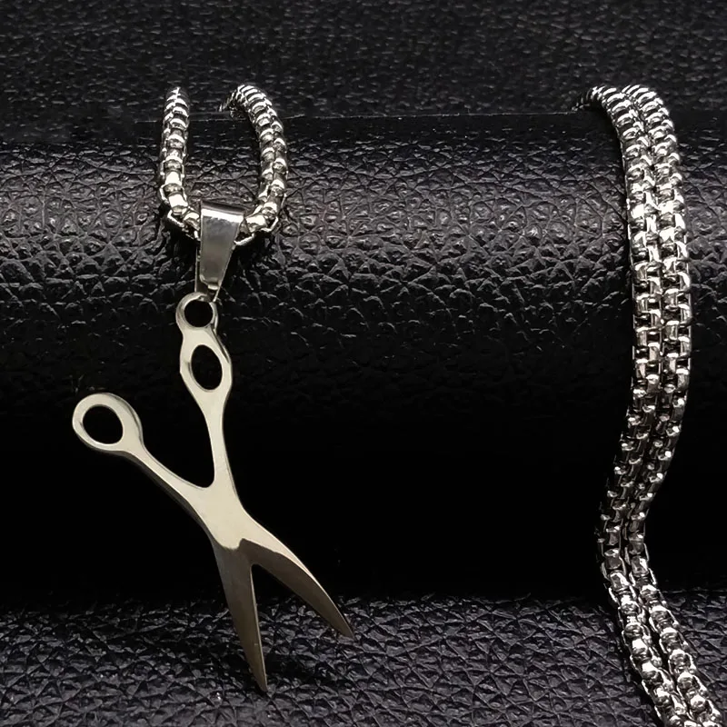 

New Long Scissors Stainless Steel Necklaces Pendants Women Jewlery Silver Color Necklaces Jewelry acero inoxidable N18057S07