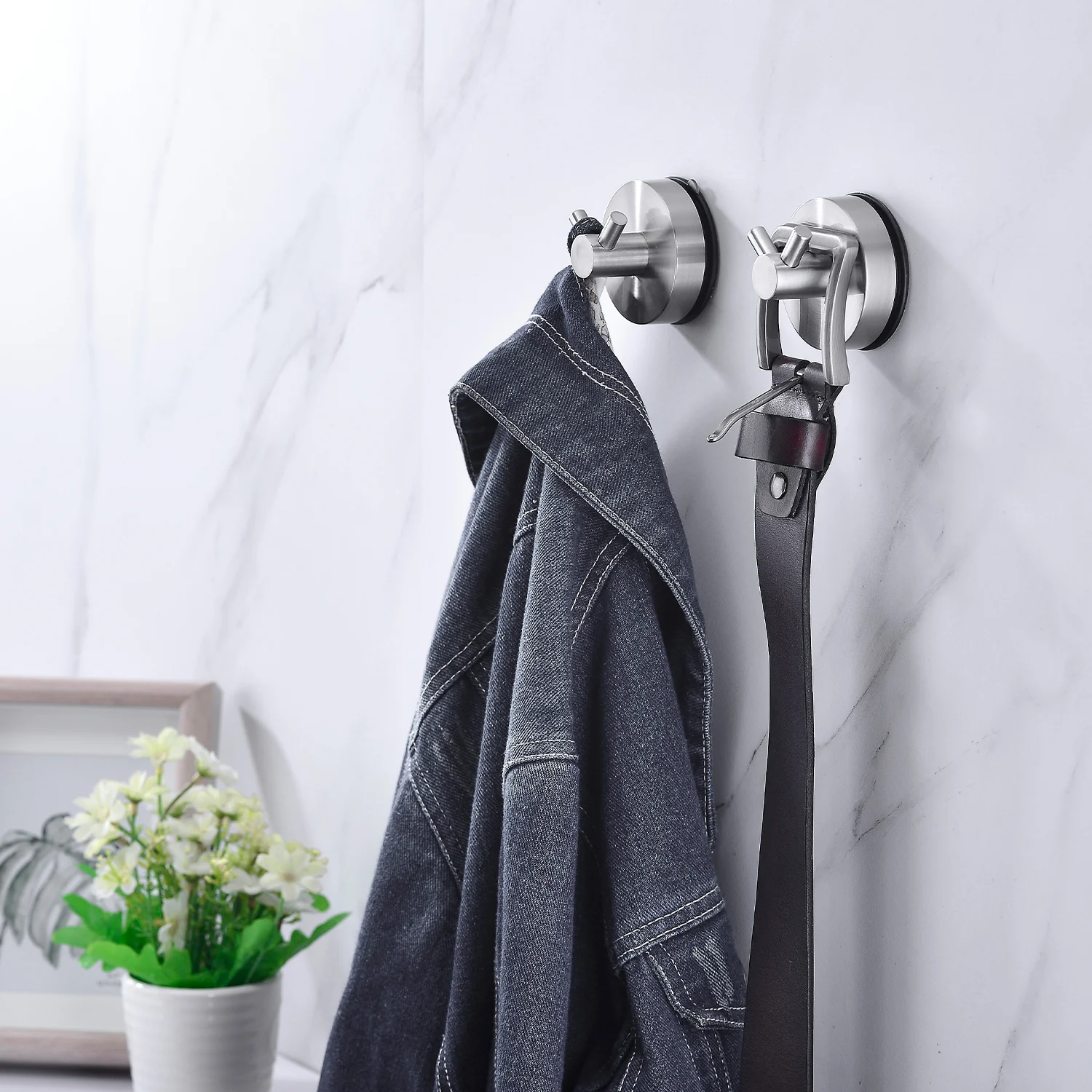 2pcs 5KGS Reusable Suction Cup Hook Stainless Steel Vacuum Towel Hooks Robe Nickel Kitchen Bathroom Home Accessories | Дом и сад