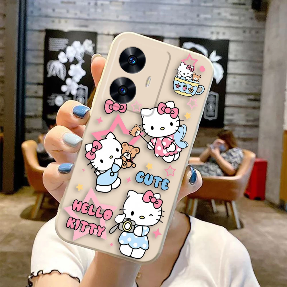 Розовый чехол для телефона Hello Kitty Kawaii Cat Realme C65 C63 C53 C35 C55 C33 C30 C21Y C20 C12 C11 GT 2 XT NARAO 20 30 50