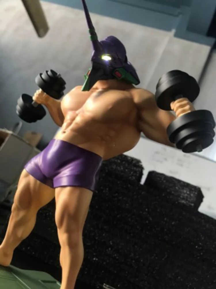 

Eva-01 Zaku Muscular Robot Man Anime Figurine Action Figure Eyes with Light Work Out Gifts for Boyfriend Decoration Ornament Toy