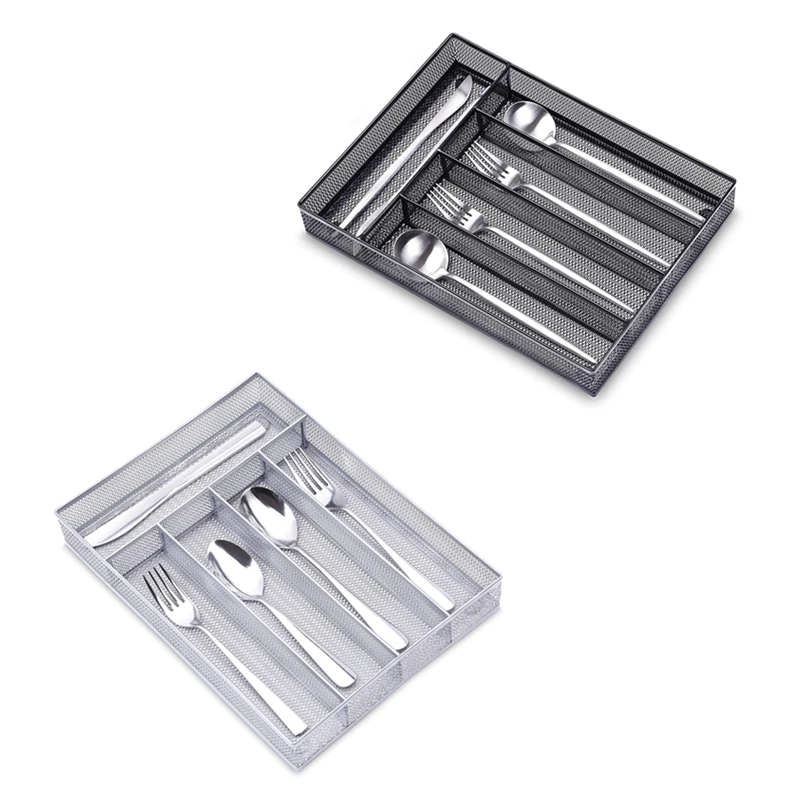 

Cutlery Tray Organiser,Utensil Drawer Storage Organizer,Metal Mesh Organiser Tray With Anti-Slip Feet 2021