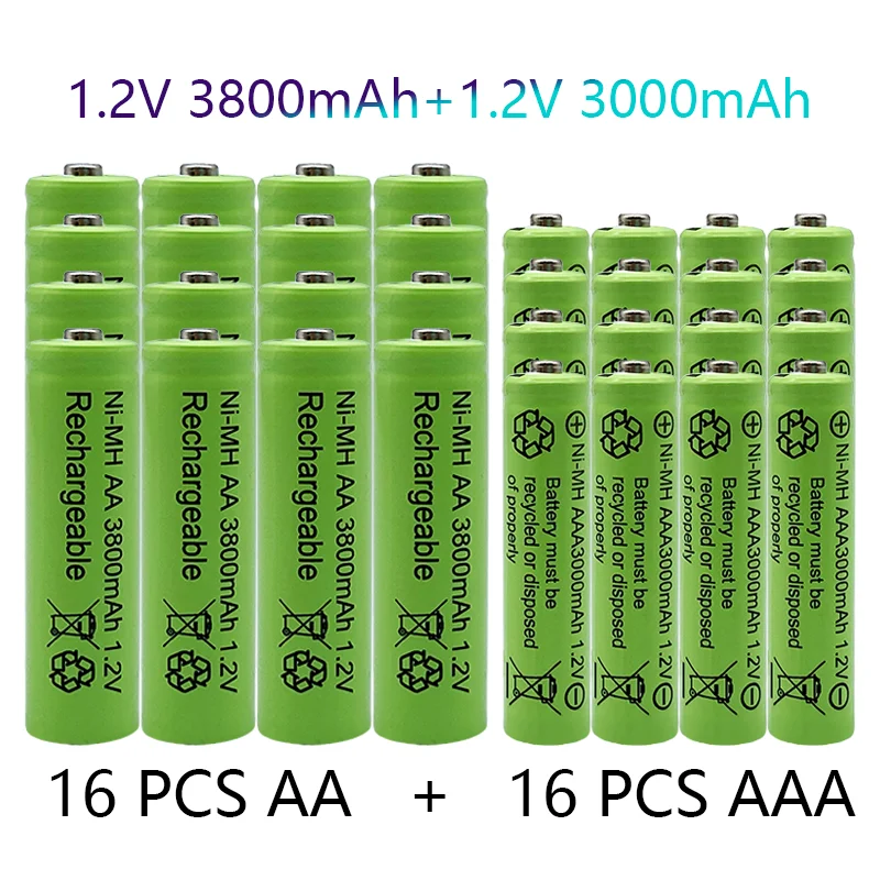 

1.2V AA 3800mAh NI-MH Rechargeable Batteries+AAA battery 3000 mAh Rechageable battery NI-MH 1.2V AAA battery