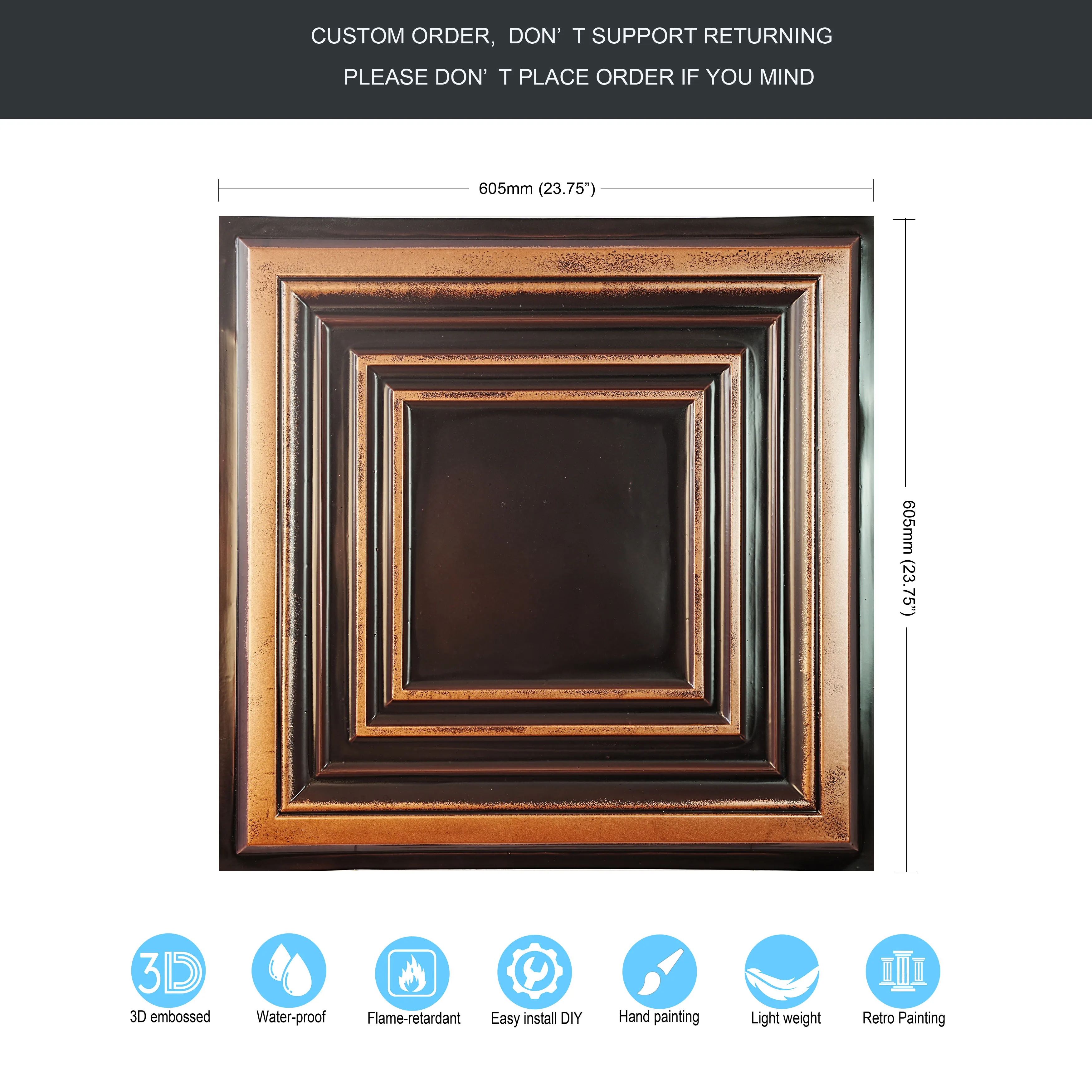 Антикварные подвесные плитки из ПВХ PAINTSDECOR 10 шт.
