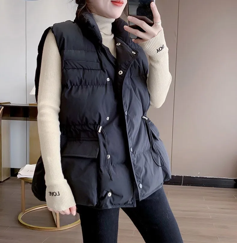 

Thick Warm White Duck Down Coat Gilets Sleeveless Jacket 2023 New Autumn Winter Down Vest Women Short Waistcoat Windbreaker