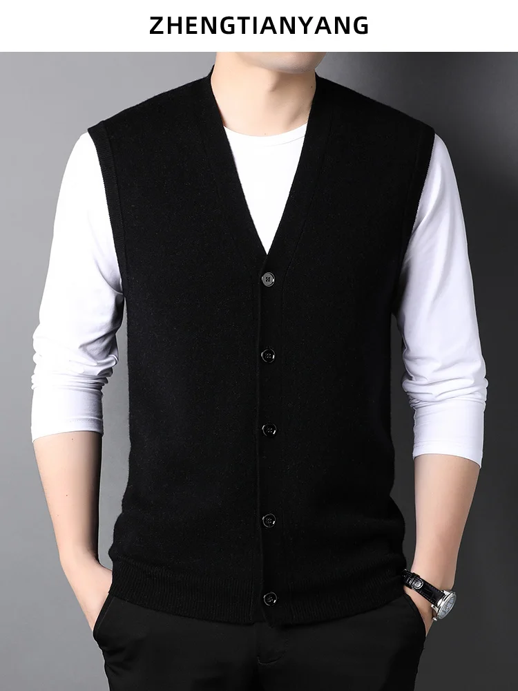 Свитер из чистой шерсти жилет мужской осенне-зимний шерстяной свитер с v-образным