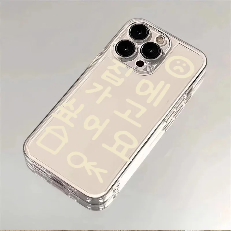 Фото Прозрачный чехол Ins Korean Simple Words для iPhone 17, 16, 16e, 15, 14, 13, 12, 11 Pro Max 14 Plus 17 Air Cute Soft Case Cover №4