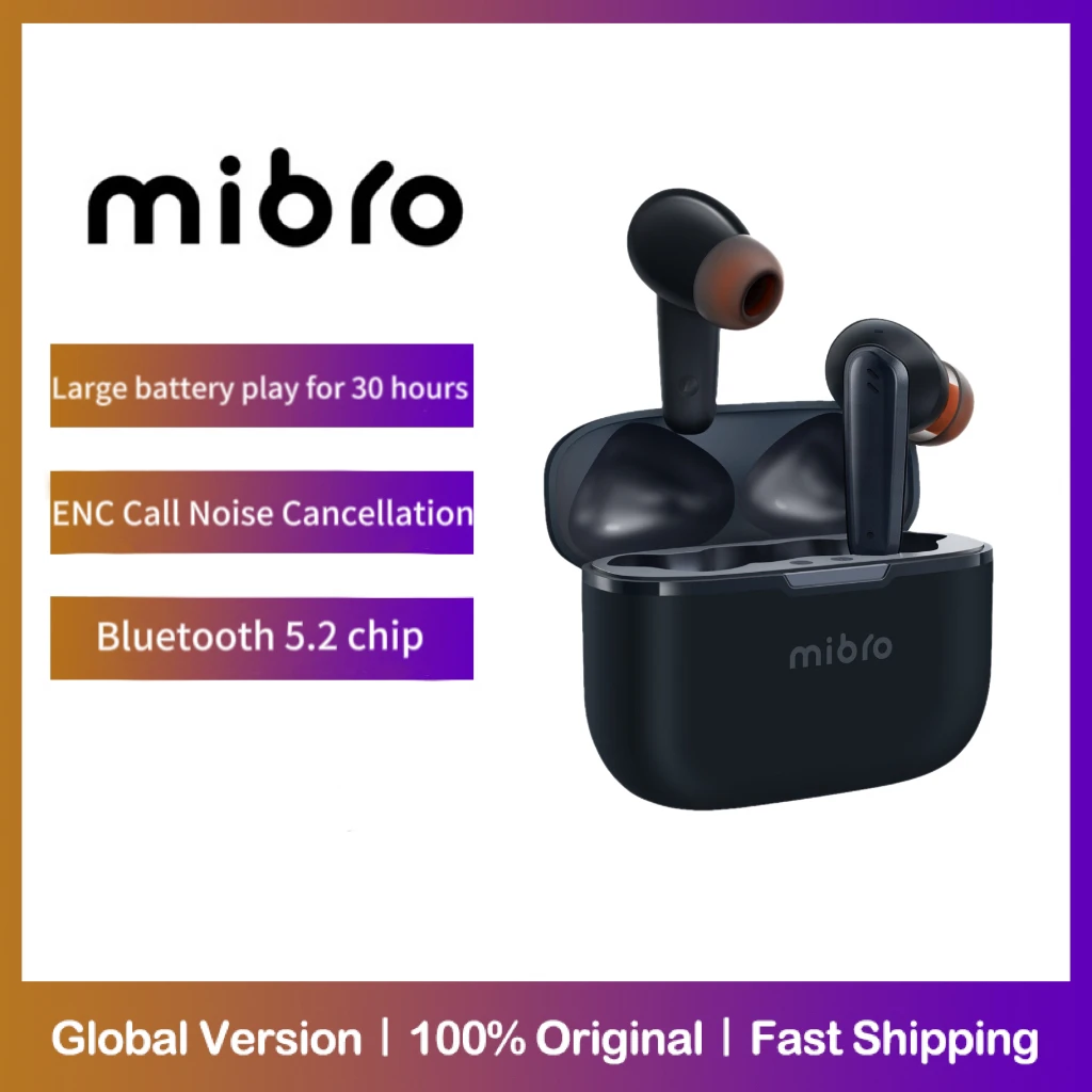 Mibro AC1 ANC Wireless Bluetooth Headphones 42dB Active Noise Cancelling Earphones Transparent Mode Sport TWS Long Range Earbuds