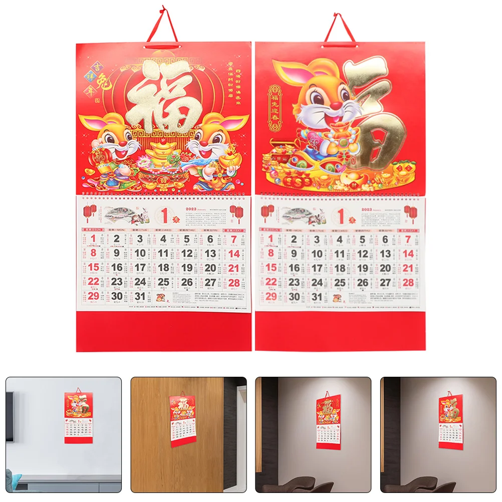 

Calendar Chinese Rabbit Wall Lunar Year Calendars Hanging New Traditional Moon Decorations Festival Spring Gifts Daily Yearly