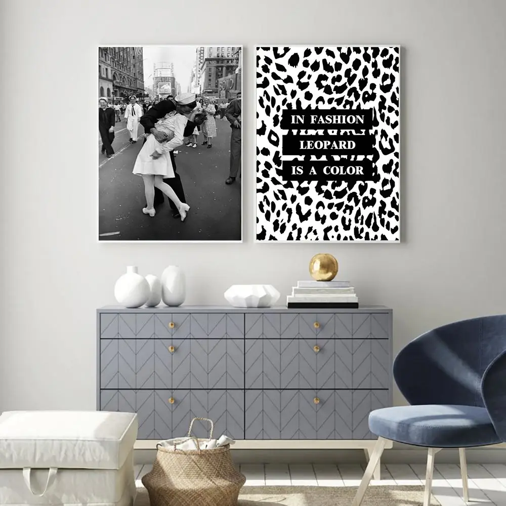 Модный настенный постер с изображением пары поцелуев черная белая линия рисунок