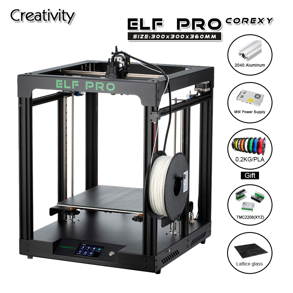 3D-принтер для творчества ELF PRO Corexy Structure 2040 алюминиевый профиль 300*300*360 размер
