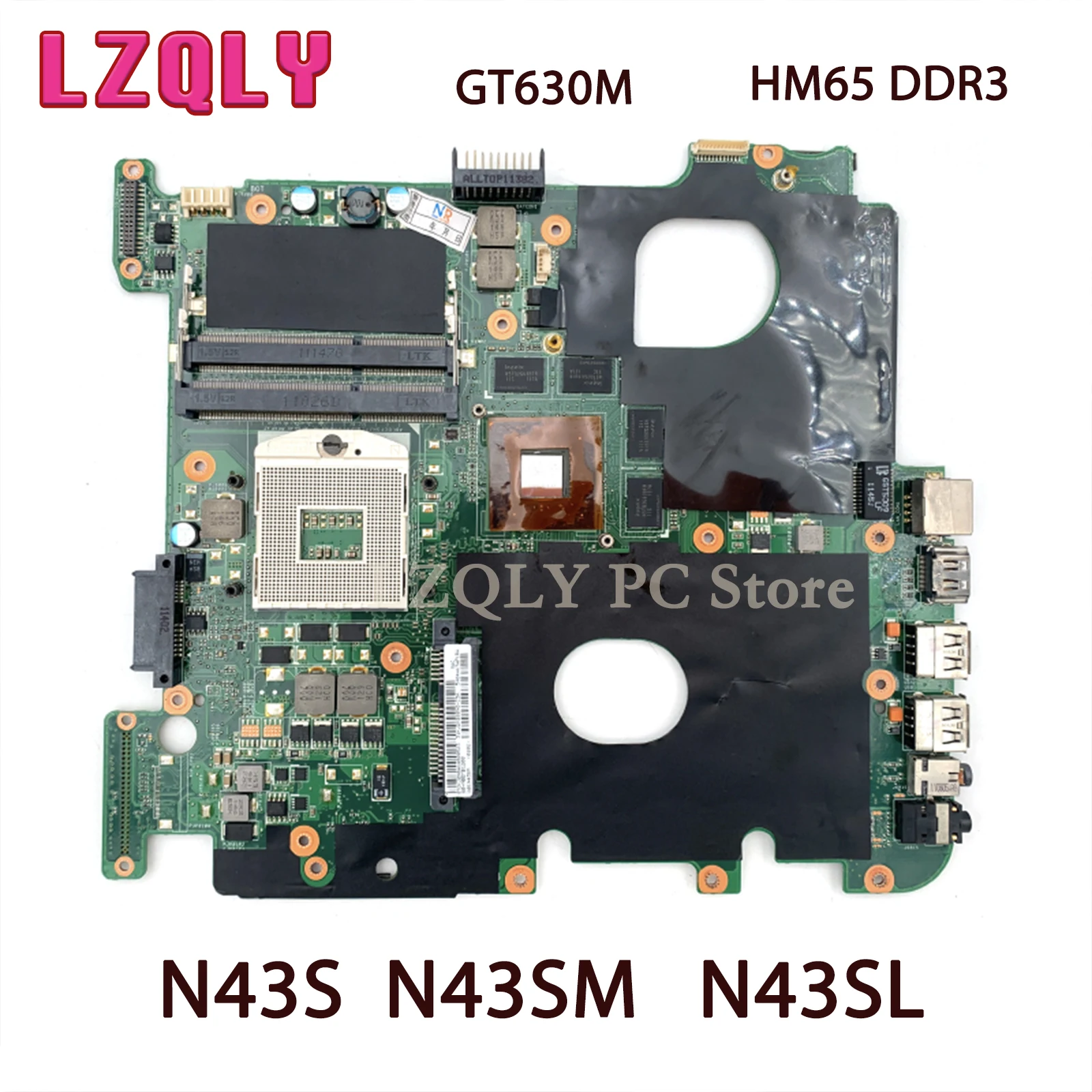 LZQLY For ASUS N43S N43SM N43SL M2P-GT-A1 1G Laptop Motherboard GT630M Video Card HM65 DDR3 Main board Full Test