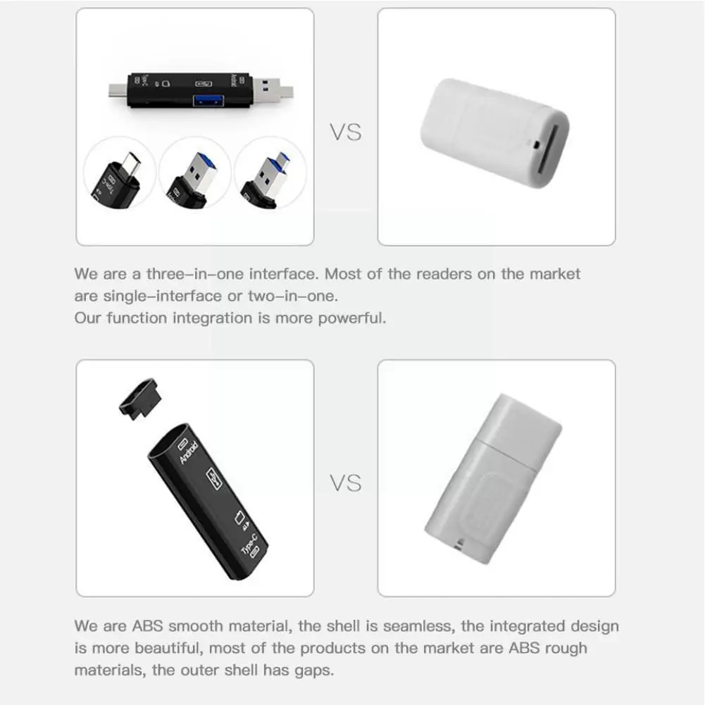 

5in1 Multi Otg Card Reader Micro-sd / Sd Card / Usb Support Type-c Phone / Tf Universal Type-c Computer Reader Android / J7e4
