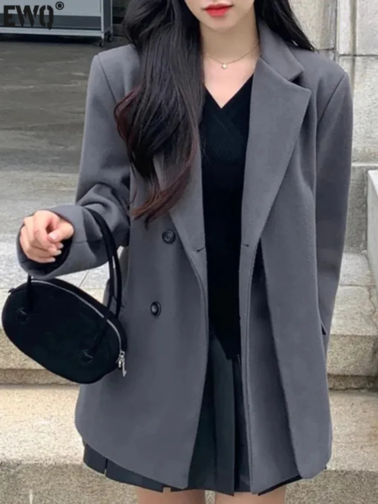 

[EWQ] Официальный двубортный свободный Универсальный шерстяной пиджак с отложным воротником и длинным рукавом женский пиджак осень-зима 2023 16U6669