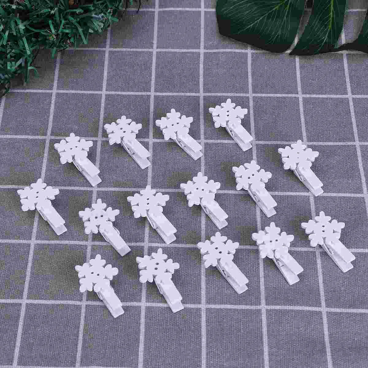 

Christmas Snowflake Clips Photo Mini Clothespin Wooden Crafts Clip Clothespins Wood Memo Tree Snowflakes Decorative Decorations