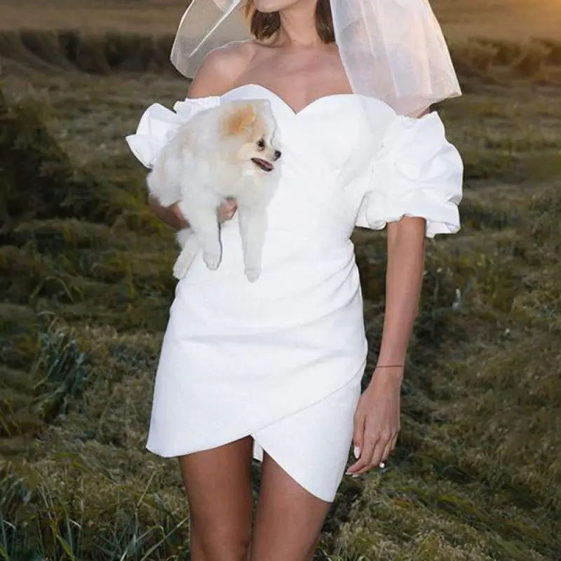 Свадебное платье с коротким рукавом