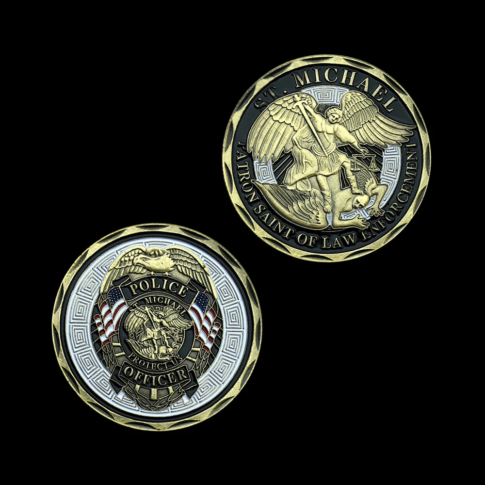 

American Police Medal Coins Archangel Michael Commemorative Challenge Metal Coins Art Ornaments Christmas Gifts