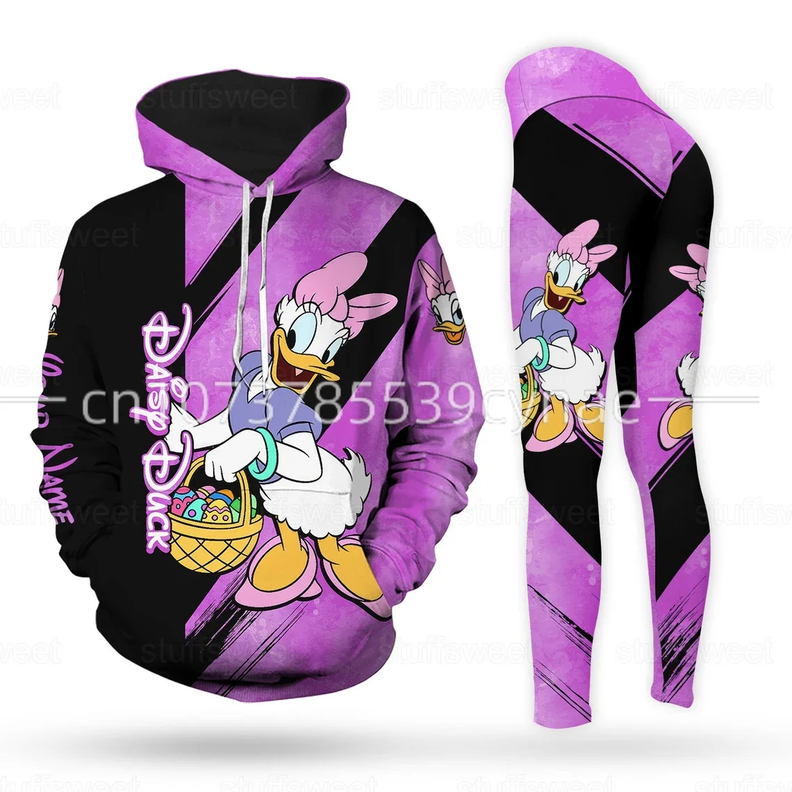 

2023 New Daisy Duck 3D Hoodie Women's Hoodie Suit Daisy Duck Yoga Pants Sweatpants Fashion Sports Suit