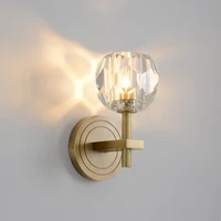 modern copper crystal wall lamp living room bedroom bedside nordic luxury led light