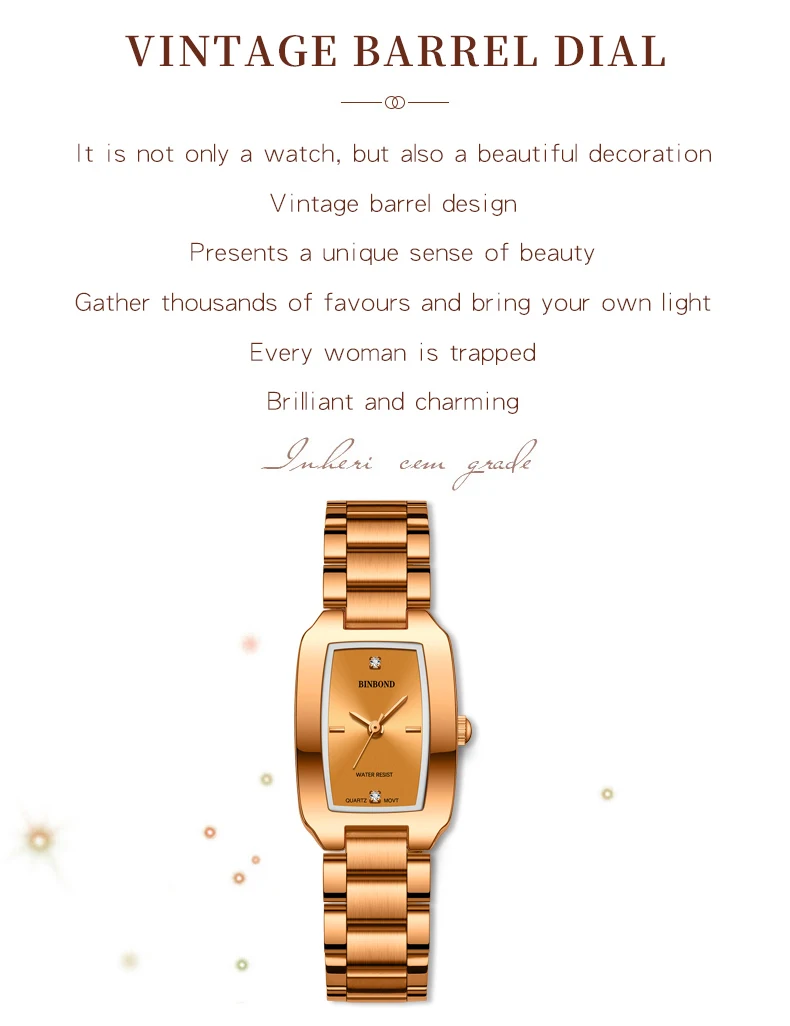 Montre Femme 2023 BINBOND Luxury Brand Womens Watches Fashion Rectangle Small Watch Woman Quartz Dress Ladies Bracelet Wrist Wat