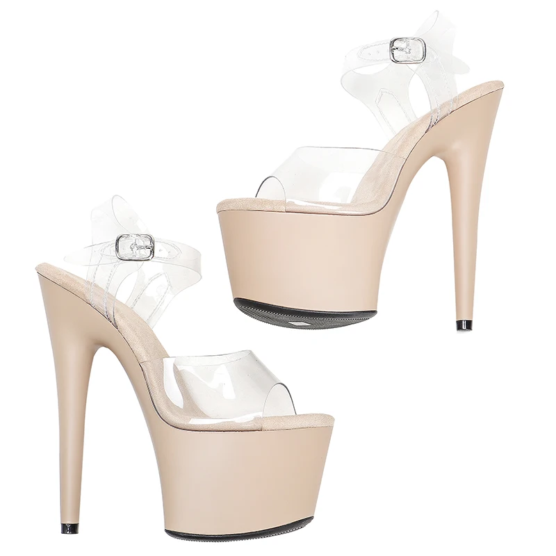 Leecabe 17CM/7Inch PVC upper  sexy exotic shinny platform High Heels  Pole Dancing sandals Shoes