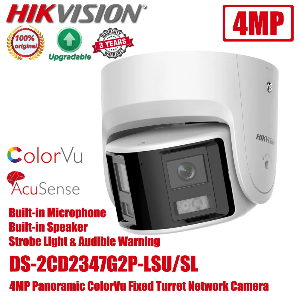 

Оригинальный Hikvision 4 МП DS-2CD2347G2P-LSU/SL AcuSense ColorVu панорамный стробоскоп и звуковая сигнализация POE сетевая камера