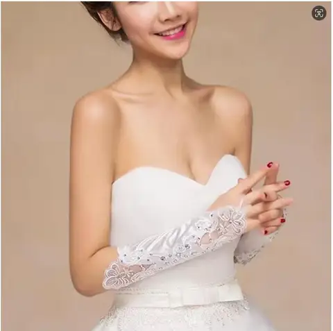 Женские свадебные перчатки до локтя с вышивкой