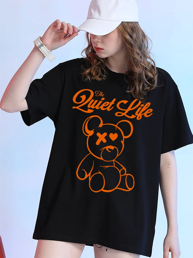 Футболка женская хлопковая оверсайз дышащая удобная рубашка с рисунком Мишки