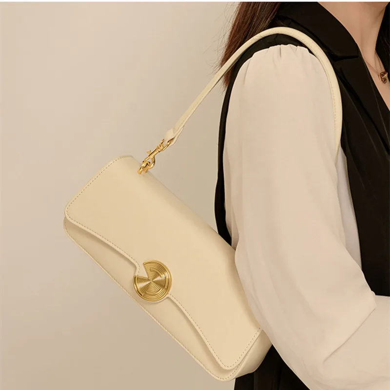 New 2023 autumn leather shoulder women's bag female cross bag senior sense handbag cowhide armpit bag