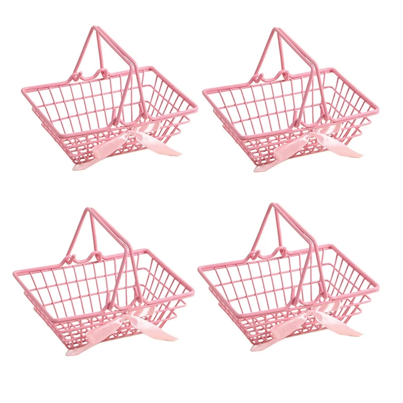 

2 PCS Girl Heart Pink Shopping Basket Storage Frame Photo Background Props (Large)