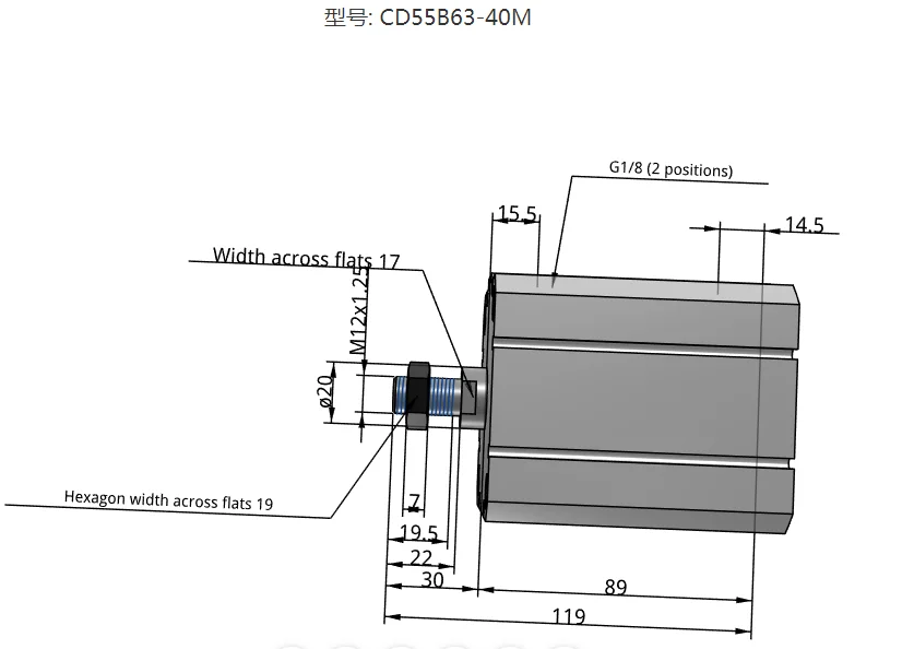 

smc type ISO Standards Compact Cylinder Double Acting Single Rod C55B20-20 CD55N25-25 CD55N32 CD55N40-50 CD55N63-75M