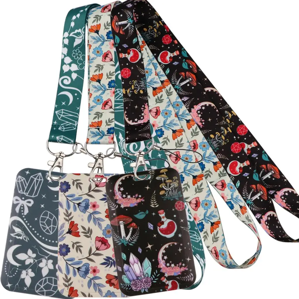

Beautiful Flowers Mobile Phone Rope Card Set Lanyards ID Card Keychain Neck Straps Badge Holder Accessories For Friends Gifts