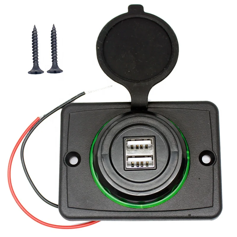 

Panel Mount Dual 2.4A Massage Chair Marine Boat Car Bus Seat USB Charging Portwith Waterproof cover CAR USB Charger