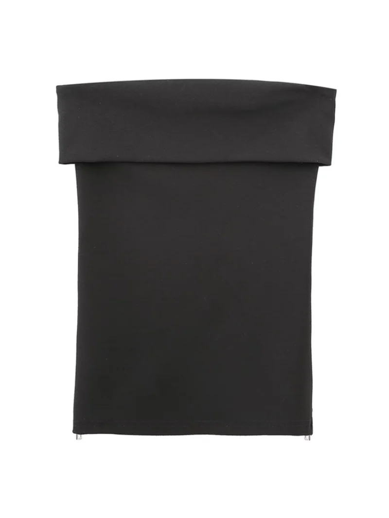 

New Spring/Summer 2023 Women Fashion Side Zipper Cropped Bustier Tops Vintage Strapless Straight Neck Female Camis Mujer