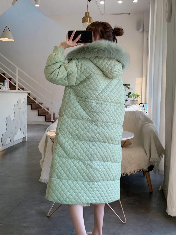 2023 Europe Style New Coat for Women Duck Down Padded Puffer Parkas with Large Huge Fox Fur Hood Female Ladies Clothes Oversize