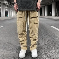 khaki cargo joggers pants for men women streetwear black cargo trousers oversized multiple pockets ankle zipper adjustable kanye