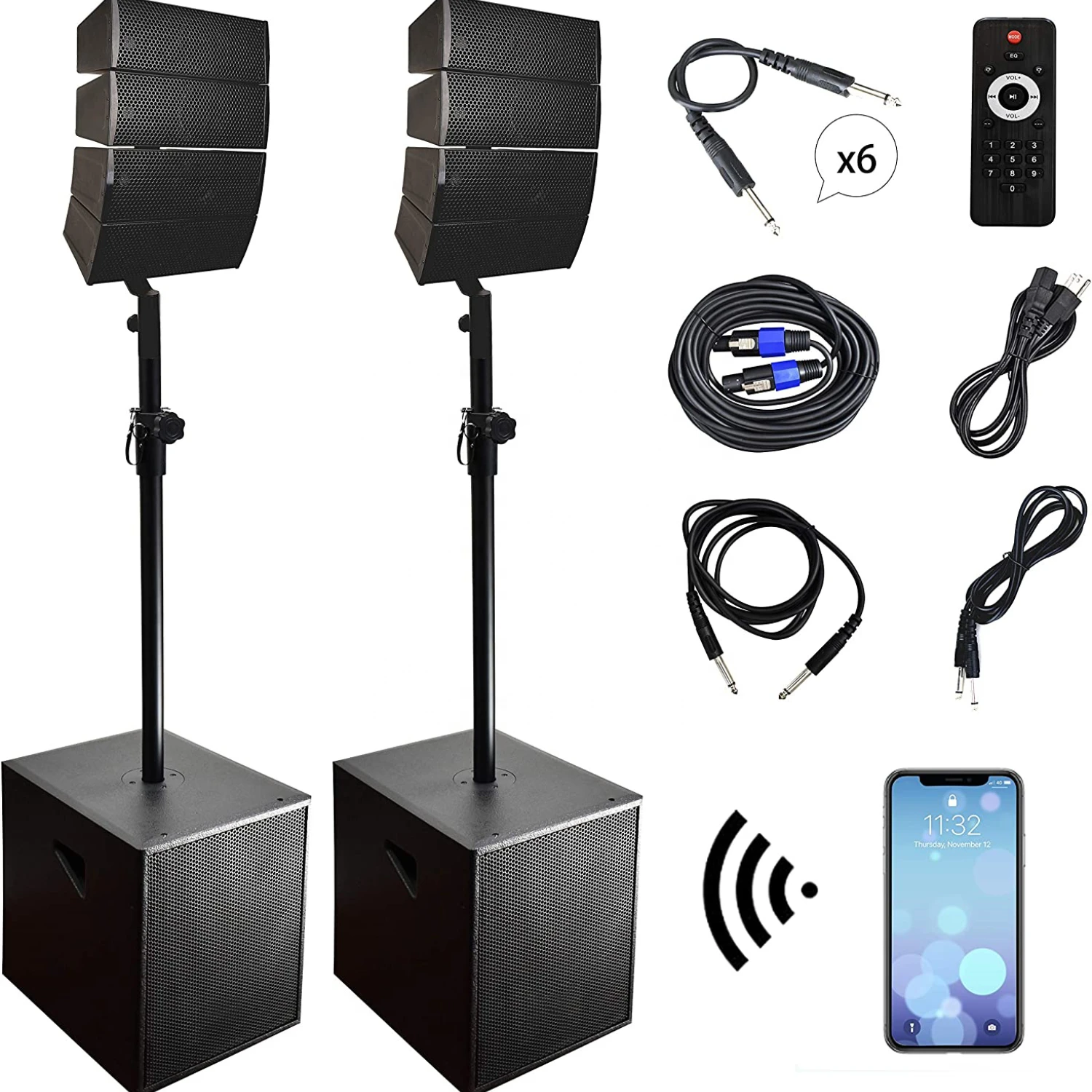 

4000W 2*15" Subwoofer Professional audio Karaoke sets BT sound box PA speaker System active Subwoofer+Array Line Bocina Parlant