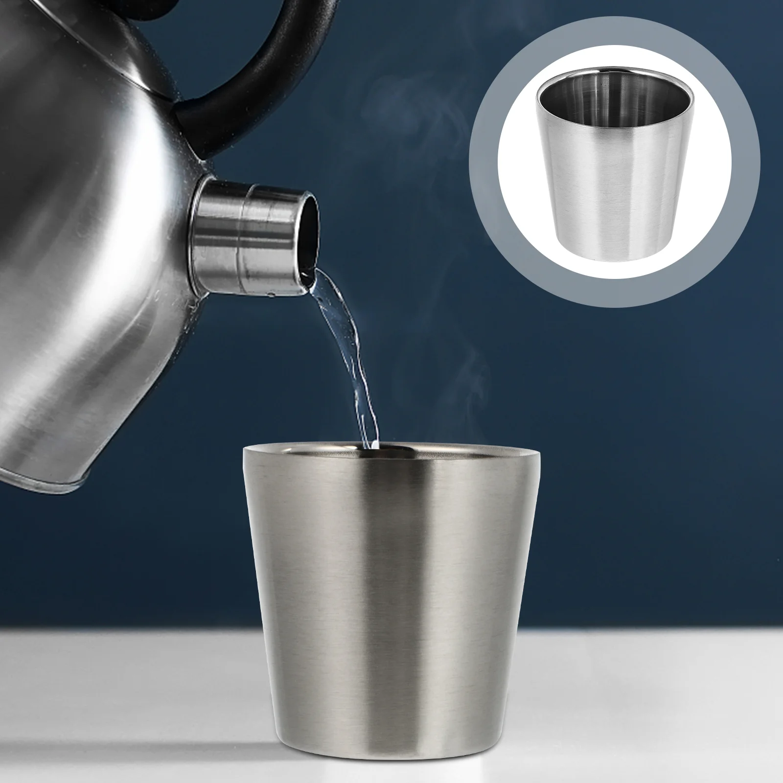 

4 шт. практичные Модные прочные чашки для воды из нержавеющей стали, фотография кофе