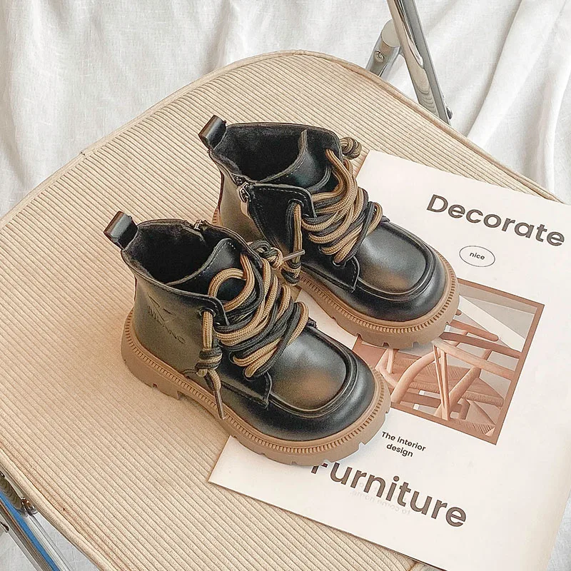 

Boys' Vintage French Classic Simple Black Winter Warm Lovely Street 2022 New Breathable Baby Girls' Boots Side Zip Causal Simple