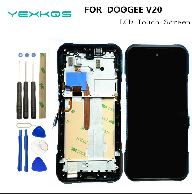 Оригинальный ЖК-дисплей для DOOGEE V20 с рамкой и диагональю 6,43 дюйма, Сменное стекло + Инструменты для ремонта