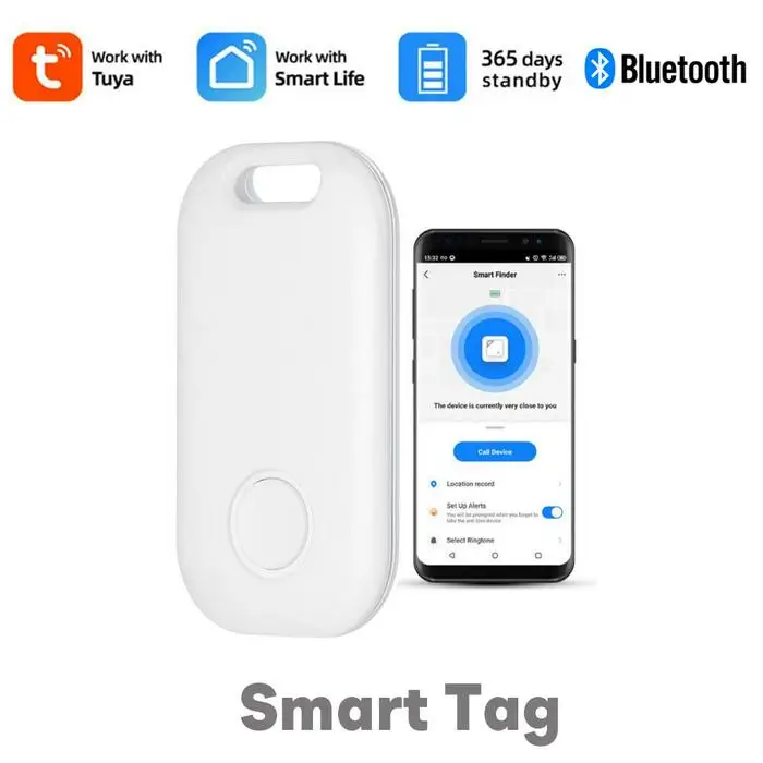 Tuya Mini Anti-lost Smart Tag Bluetooth Finder GPS Bi-Directional Alarm Tracker Phone Wallet Pet Child 2-way Search Key Locator