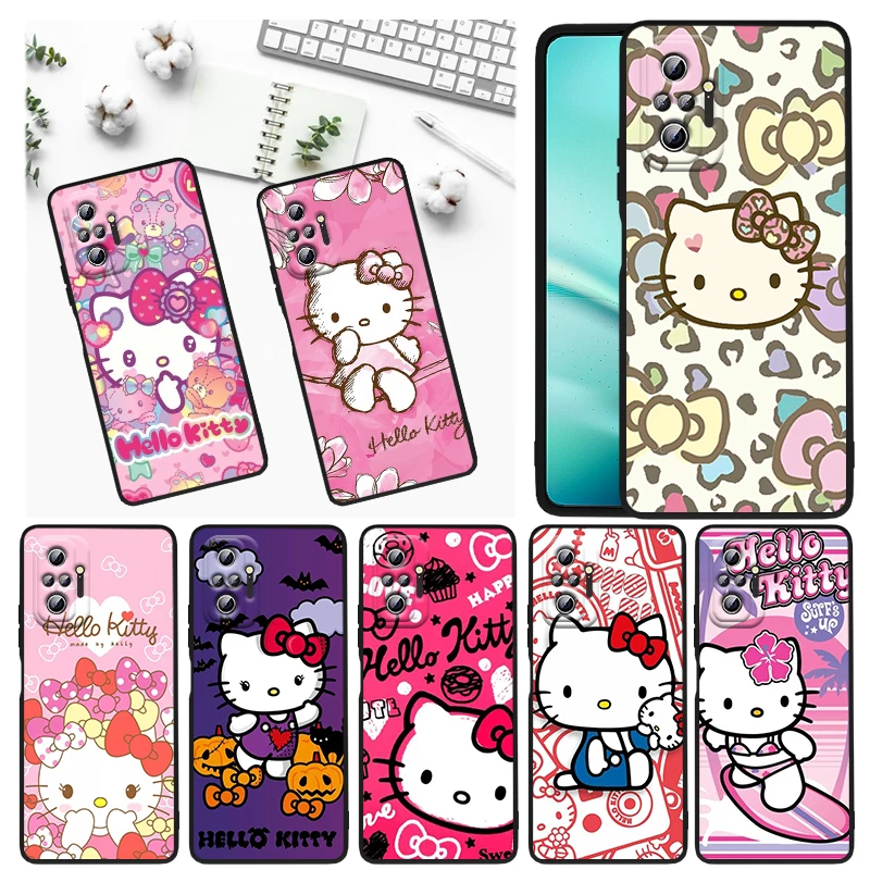 

Sanrio Hello Kitty Cute Phone Case For Xiaomi Redmi Note 12 11E 11S 11 11T 10 10S 9 9T 9S 8T 8 Pro Plus 5G Black TPU Funda