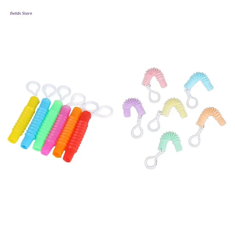 

6pcs Pull & Stretch Fidget Tube Bulk Toy for Kids Bend Connect Anxiety Release Wrapping Toy for Autism ADD Decompress