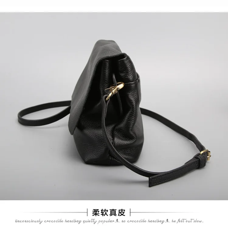 New Women Head Gneuine Leather Shoulder Messenger Cross Body Black Tote Vintage Bags For Women 2023